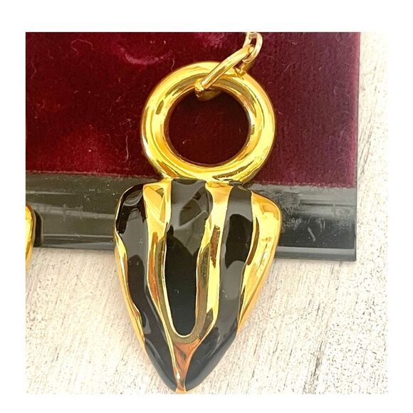 Anne Klein gold filled gold and black drop earrings - Picture 2 of 12